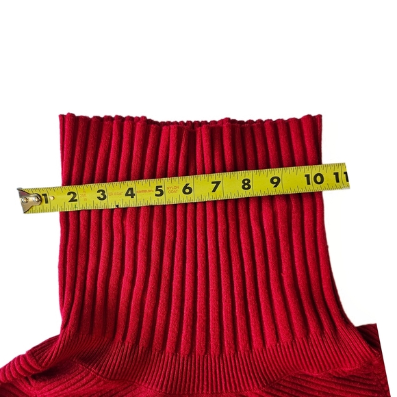 Cyrus Cowl Neck Ribbed Turtleneck Red Cozy Tunic Sweater Red XL Womens - Picture 8 of 12